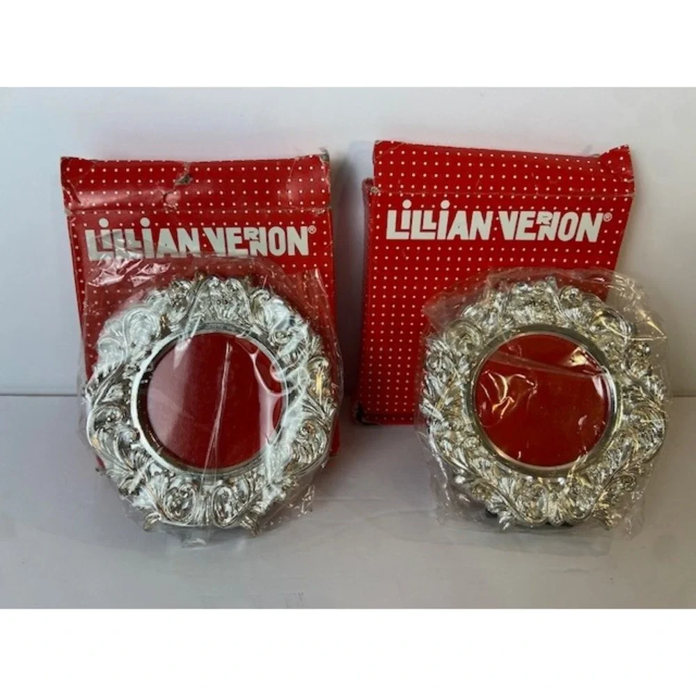 Lillian Vernon Silverplated Mini Photo Frame Set of 6 Vintage Baroque LV4501